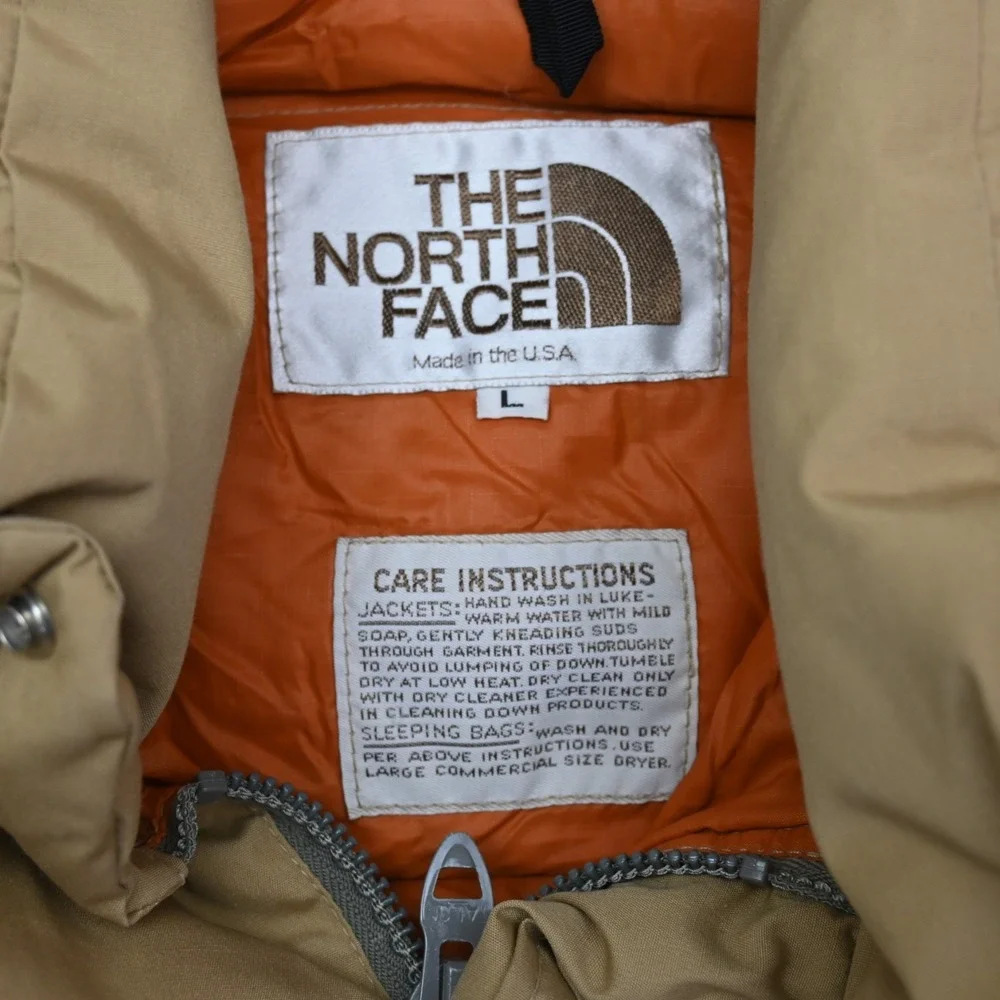 Vtg North Face‎ Down Mens Sierra Puffer Jacket Coat Khaki Beige Large L USA Made
